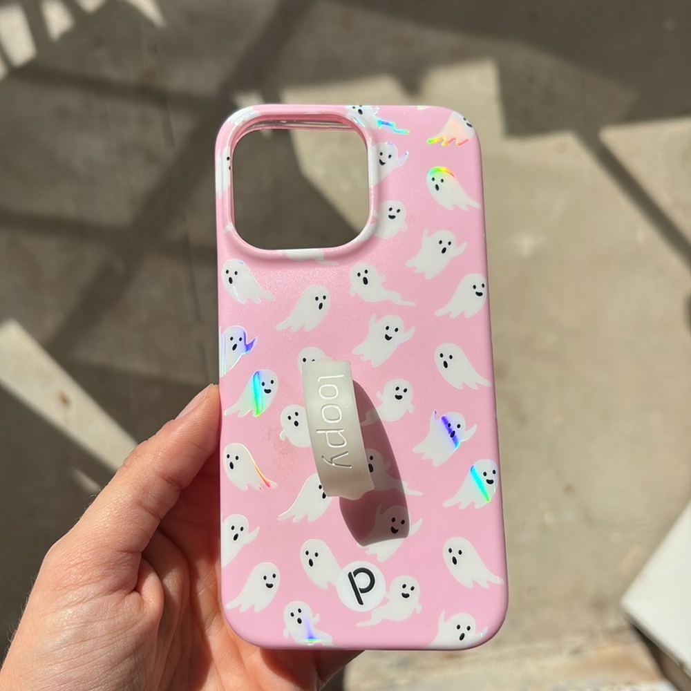 Pink ghost loop iPhone case